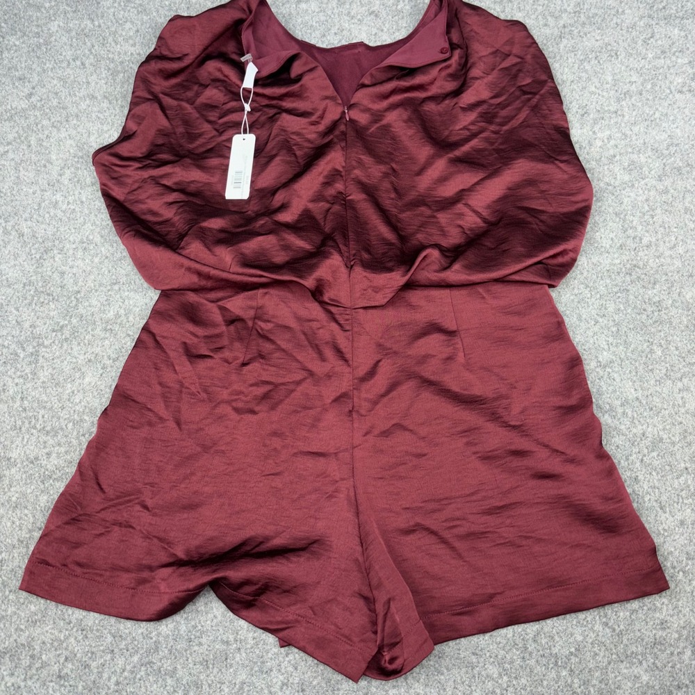 Glam Romper Womens Large Wine Burgundy Glam Sleeveless Round Neck Romper Dressy